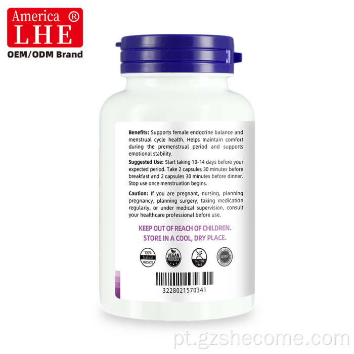 Shecome Vitex Chaste Berry Cápsulas Equilíbrio Hormonal